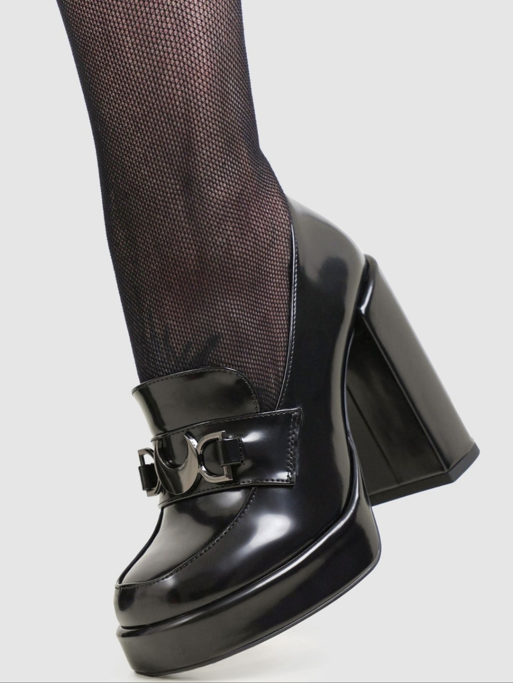 Killstar Black Patent Platform Loafer Heels - Picture 5 of 5